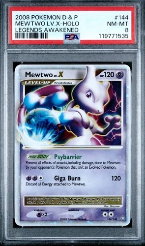 PSA 8 Mewtwo LV.X 144/146 Legends Awakened Holo Ultra Rare