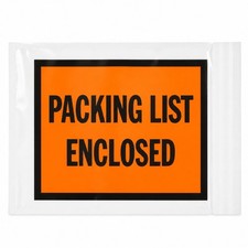 Orange Full Face Packing List Enclosed Envelopes 5.5 x 10, Self Adhesive, 1000