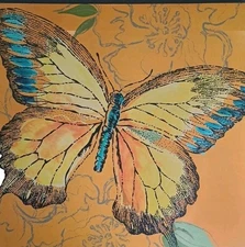 BOLD VIVID Orange blue yellow green Butterfly Cork Back Board for Wall 15" x 15"