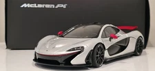 2013 McLAREN P1 ICE SILVER WITH RED ACCENTS COMPOSITE 1:18 AUTOART 76023 IN BOX