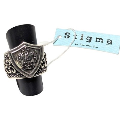 Stigma Mens Size 9 Shield Crown Ring Gothic Silver-tone by Kim Min Sun