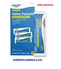 Equate Natural Saline Powder Packets Sinus Wash Refills for Allergies 50 Count