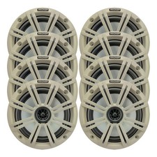 Kicker 6.5" 195 Watt Max Marine Boat Audio Speakers Qty 8 w/ White Grilles