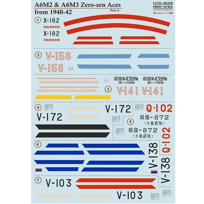 A6M Zero-Sen Aces Part 2 Decals 1:48 Print Scale 48-228