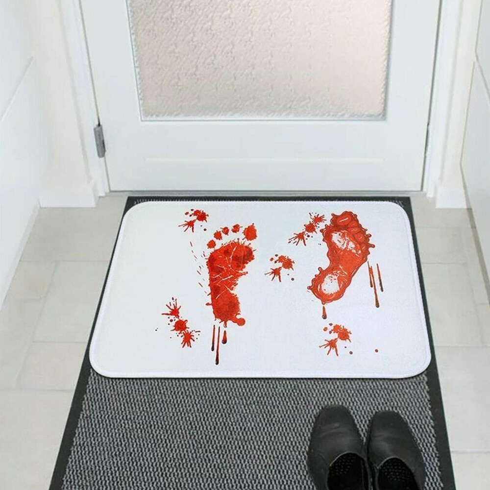 Halloween Bath Mat Bloody Footprint Scary Blood Bathroom Floor Pads