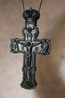 Wooden neck Cross carved on Bog oak Bohemian Religious Gift for Him Her