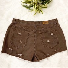 Vintage Lee Cut Off Shorts High Rise Distressed Cotton Brown Sz 29