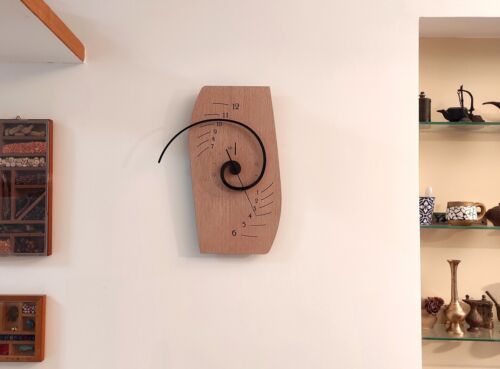 Unique Spiral Wall Clock,Delta,Oak Finish,Mathematical, Artistic Design,Gift - Picture 1 of 5