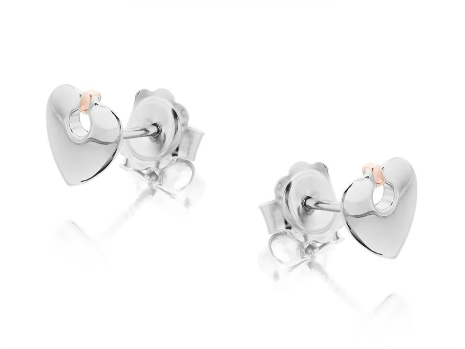 Clogau Womens Silver and 9ct Rose Gold Heart Stud Earrings eBay