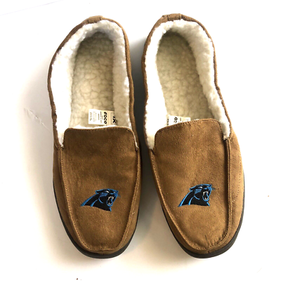 NFL Panthers Brown Slippers Moccasins Men Size XL
