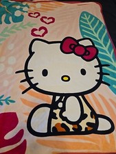 Hello Kitty Jungle Fleece Throw Blanket Quilt 58"x44" Childrens Pre-owned