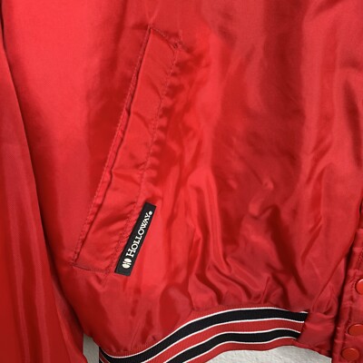 Vintage Holloway XL Nylon Jacket with Snap Closure Red w Black