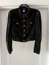 Jean Paul Gaultier Vintage 90s Rare Faded Black Denim Jacket Uk8-10