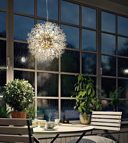 Nordic Dandelion Flower Gold Chrome Crystal Chandelier Pendant Light Lamp Bulbs - Picture 2 of 16