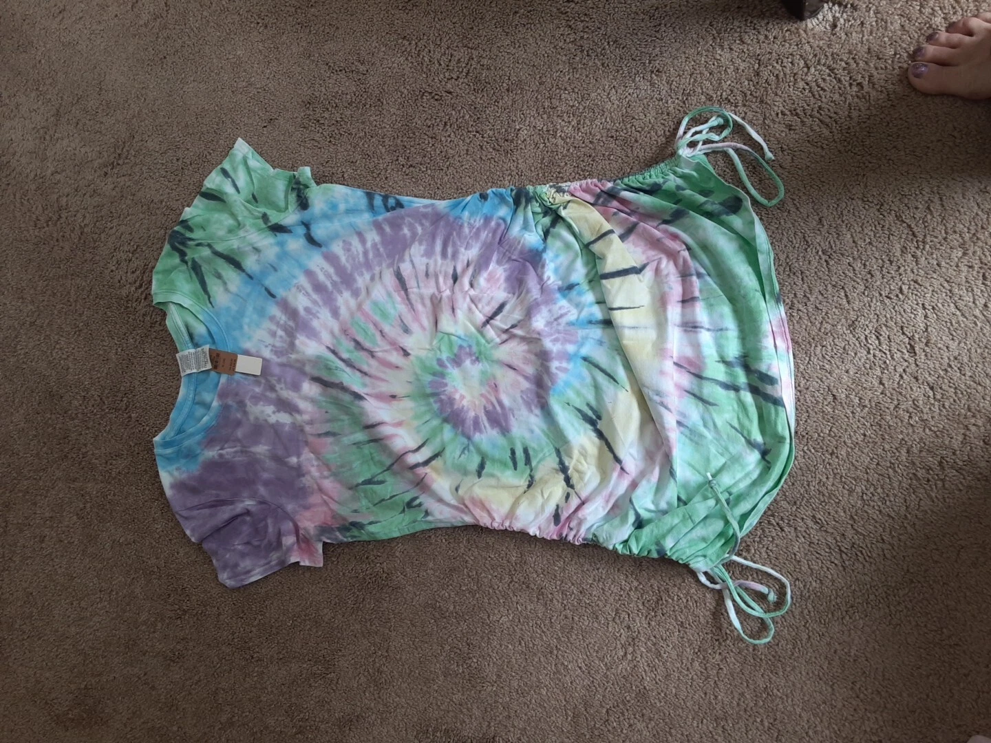 UNDERCOVER Abito Victoria’s Secret rosa increspato lato arcobaleno spirale cravatta tinta Htf Large