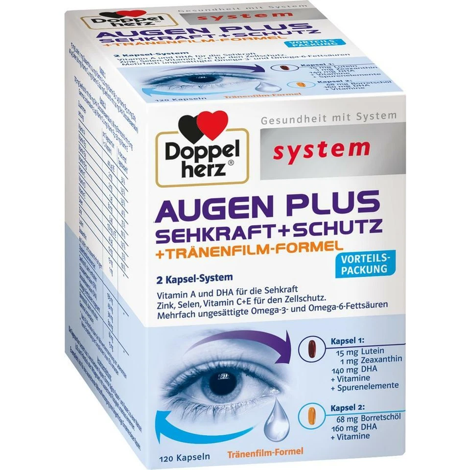 Doppelherz system eyes plus vision + protection, 120 capsules, PZN 6560987