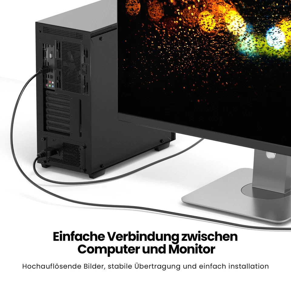 1,5m HDMI zu VGA Adapter-Kabel D-Sub 15 Pin 1080P Beamer Computer Monitor Laptop - Bild 3 von 4