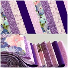 10 100% cotton fabric strips 2.5” x 42” jelly roll quilting floral purple lilac