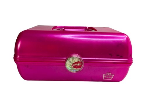 Caboodle Hot Pink Big Cosmetic Organizer ~ Makeup Case w/Mirror Kiss Lips #5626.