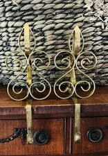 Pair of Vintage Brass Stocking Holders