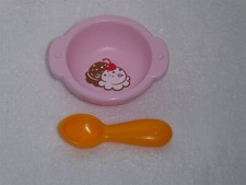 Fisher Price Little People Doll Pink Ice Cream Bowl Yellow Spoon New