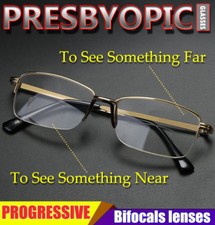 Bifocal Reading Glasses 1.0 4.0 Gold Metal No Line Clear Lens Anti Glare Unise