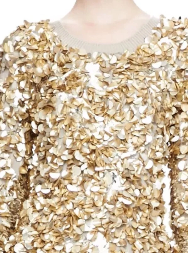 Suéter Burberry London Mezcla de Cachemira Lentejuelas Trituradas Miel Melange Talla S V7601 Foto 3 de 3