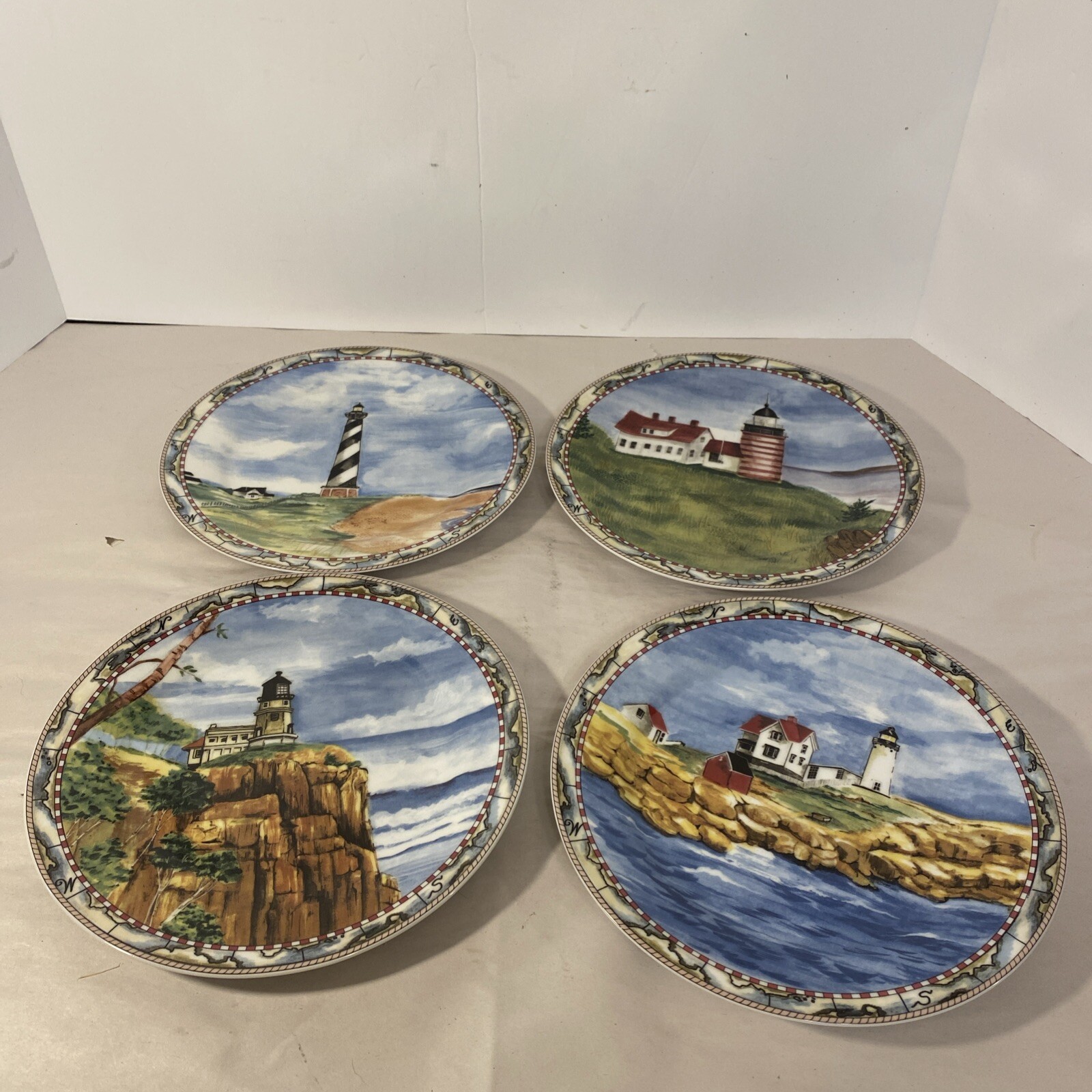 American Atelier Signals 5100 Lighthouses Set of 4 Salad Plates 8