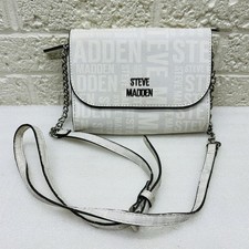 Borsa Steve Madden bianca a tracolla monogramma tutti i giorni cinturino catena logo argento •G!!