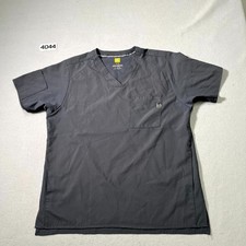 Wonderwink Scrub Top Men Large Charcoal Gray Modern Fit V Neck Medical Side Slit