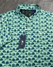 William Murray Polo Mens XL Building Bridges Geo Print Stretch Golf Shirt NWT