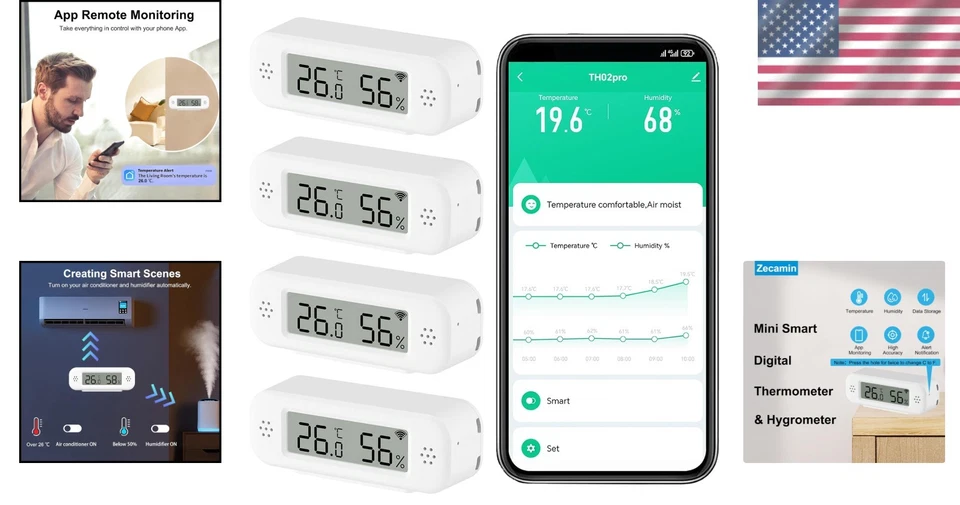 Compact WiFi Hygrometer and Thermometer with LCD Display and Alexa Compatibility - Image 2 of 4