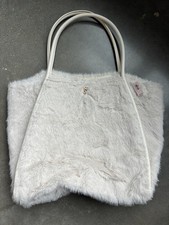Victoria's Secret Ivory fuzzy Logo Tote Bag Magnetic Snap Large