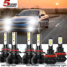 LED Headlight High Low+Fog Light Bulbs 9005+9006+H11 For Chrysler 200 2016-2017