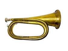 Vintage Made in India Brass Bugle Horn Military Scout Style Patina