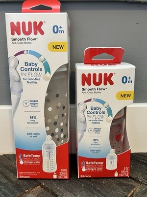 Lot of 2 NUK Smooth Flow   Anti-Colic  Baby Bottle 0+ Months 10 Oz & 5 Oz Pink