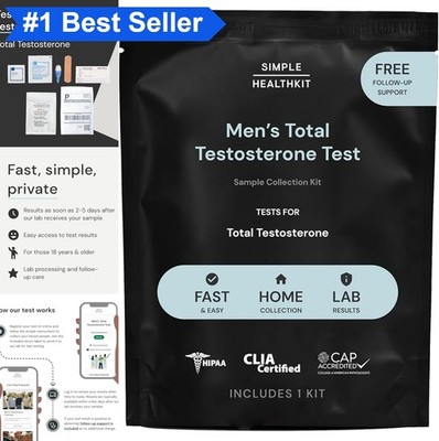 At-Home Men Total Testosterone Test Kit Blood Sample Collection Fast Lab Results