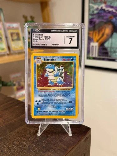 Blastoise 2/102 Base Set Unlimited Holo Rare Pokémon TCG CGC/PSA 7 Near Mint