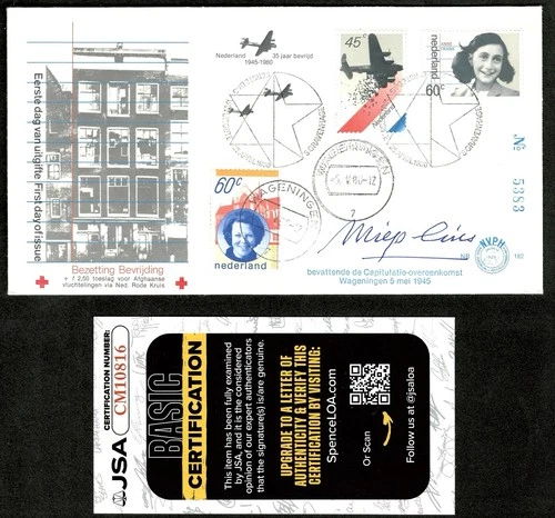 Miep Gies Signed Autographed First Day Cover JSA Cert Hid Anne Frank 4