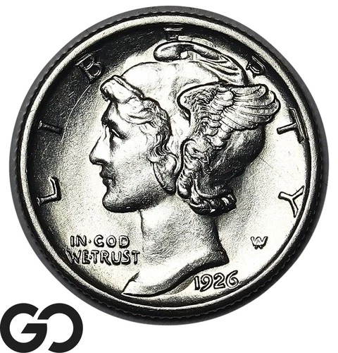 1926-S Mercury Dime, Full Split Bands, RARE This Nice, Gem BU++ FSB Key Date!