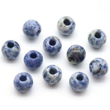 50pcs Natural Sodalite Stone Round Big Hole Beads Jewelry Making 16mm Hole 5mm