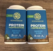 (2x) Sunwarrior Protein Warrior Blend Chocolate (1.65Lb Ea) Plant Based BB 01/26
