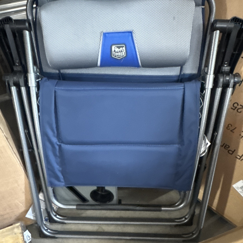 TIMBER RIDGE Folding Camping Chair Blue Gray Metal Frame Polyester Seat Foldable