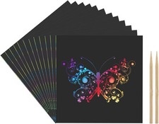 Kesote Kratzpapier Set, 100 Bl&auml;tter Malerei Kratzbilder mit 2 St&uuml;ck Kratzstifte