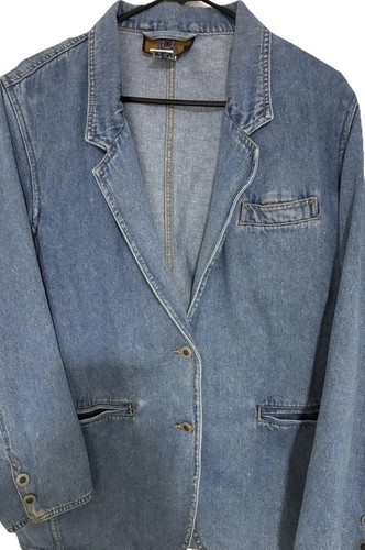 Denim Duster Jacket Baccini 90s Oversized Trench L Light Wash 100% Cotto