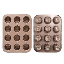 12 Cavity Professional Bakeware Set Nonstick Madeline Pan Canele Mold Donut