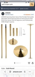 UMEKEN Gold Spinning Static Dance Pole 45mm Portable Adjustable Complete Set