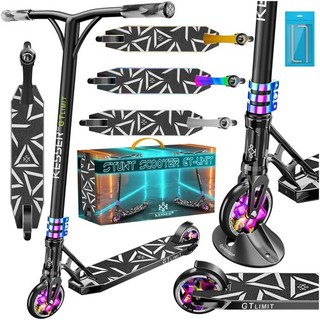 RETOURE Stunt Scooter Fun Cityroller Kickscooter Kinder Roller Schwarz Rainbow