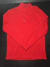 Polo Ralph Lauren Sweater Boys XL 18-20 Red Cotton Quarter Zip Sweatshirt
