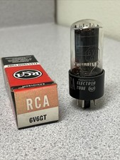  1 NOS 6V6GT 6V6 Vacuum Tube - RCA - USA - BLACK PLATES, DOUBLE-D 